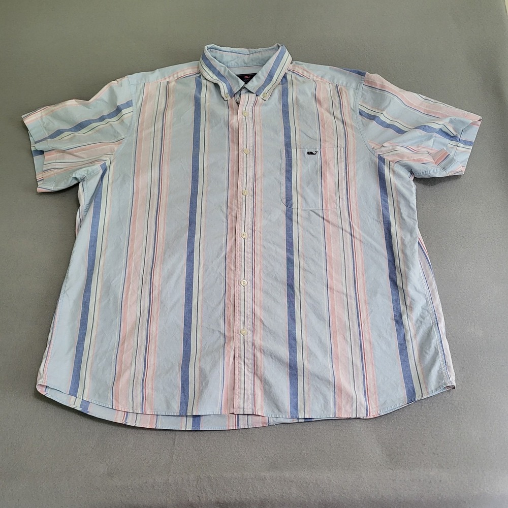 Vineyard Vines Short Sleeve Striped Classic Fit Shirt Men's Size XL